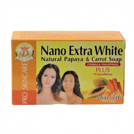 Nano Extra White – Savon Papaye & Carotte – emballage vue de face