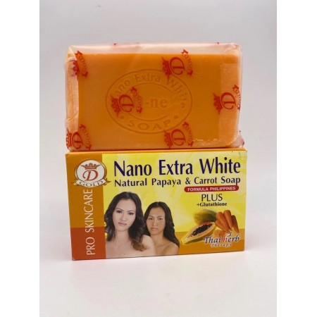 Nano Extra White – Savon Papaye & Carotte – savon posé sur son emballage
