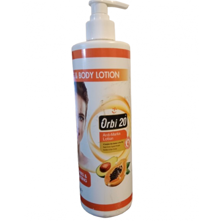 Orbi 20 Lait Corps Papaye & Avocat 500 ml – flacon pompe, vue de profil