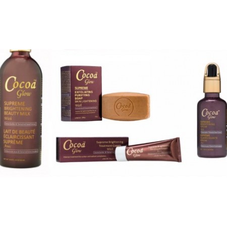 Cocoa Glow Kit Éclaircissant Suprême 4 Produits – les 4 produits du kit, vue détaillée