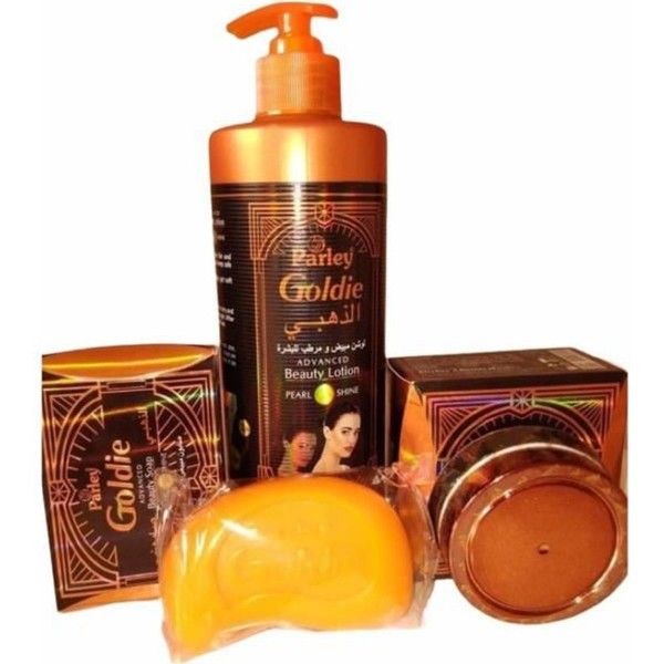 Kit Goldie 3 pièces – Savon 100 g, Lait 550 ml & Crème visage 30 g